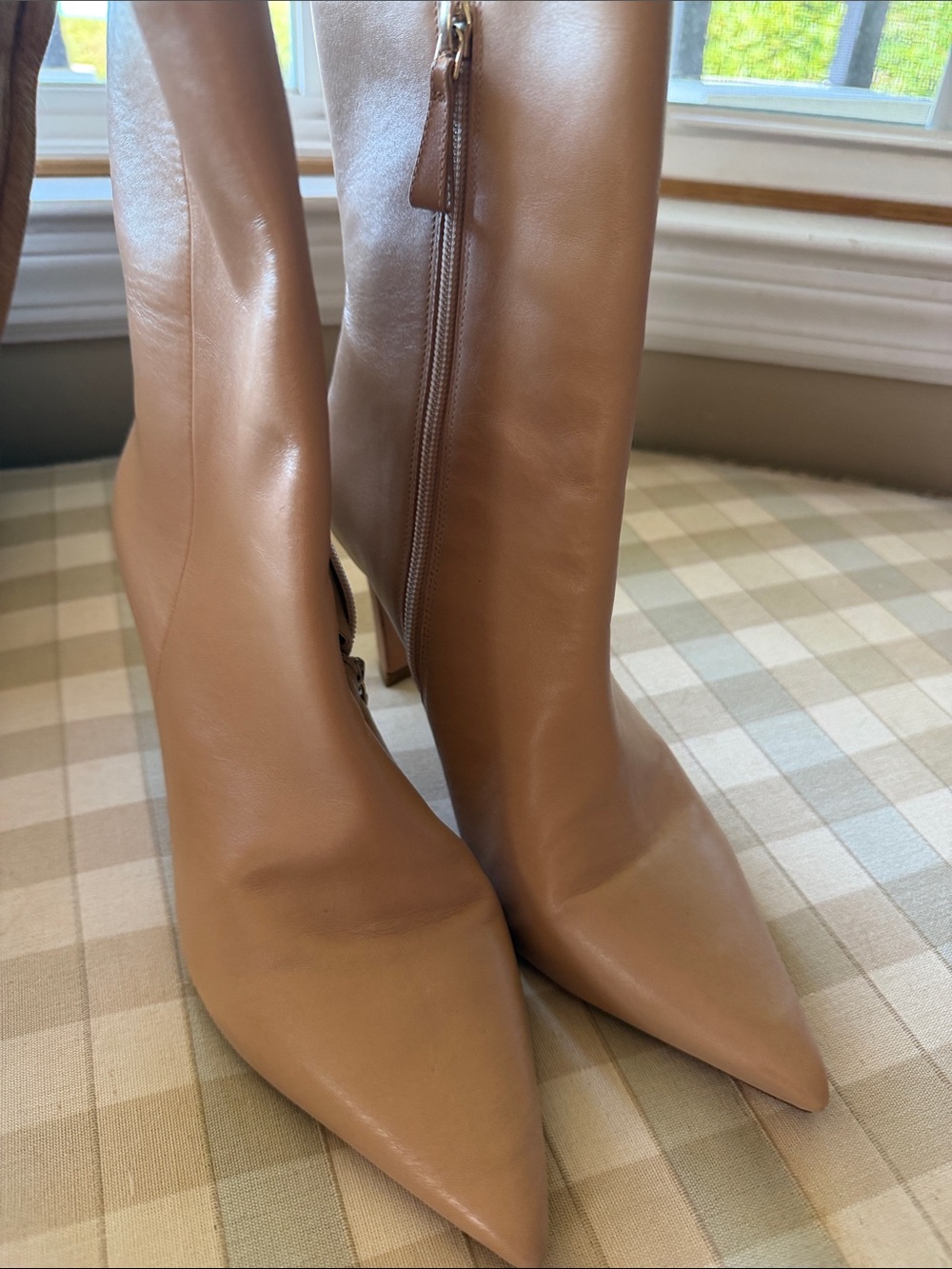 Alexandre Birman Women's Pointed Toe Knee-High Boots in camel